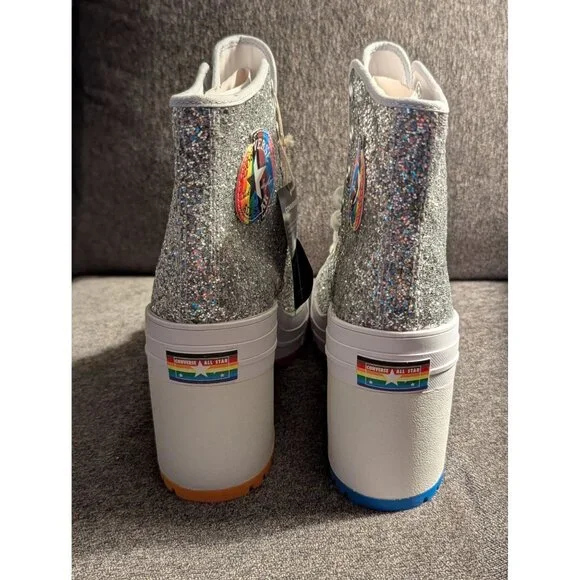 Converse Pride Chuck Taylor All Star Glitter Platform Heel Sneakers Womens 11 - Picture 9 of 11